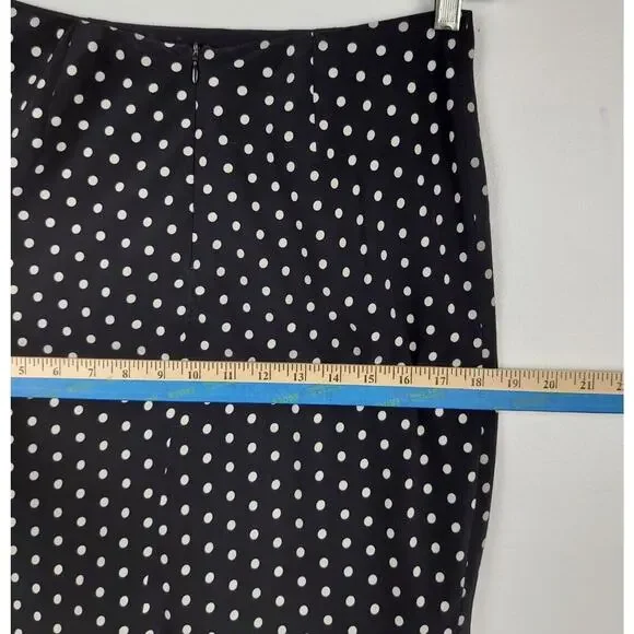 Evan Picón Women's Size 4 Ruffle Knee Length Pencil Skirt Black White Polka Dots - Picture 7 of 10